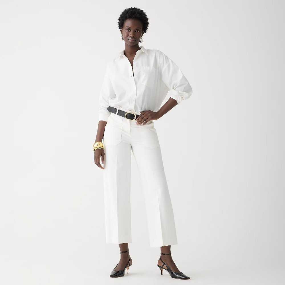 New J Crew Sydney Wide-leg Pant in Bi-stretch Cotton Blend Pants P5252